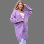 Women's Chunky Knit Cardigan with Spacious Pockets and Open Front