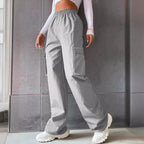 Women's Cargo Pants with Elastic Waistband and Practical Side Pockets