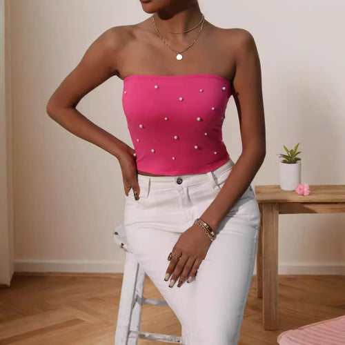 Bandeau Top with Pearl Appliqués
