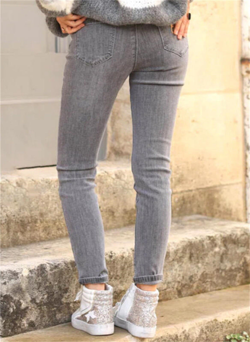 Women's Form-Fitting Vintage-Look High-Waisted Ankle-Length Jeans
