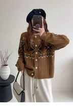 Women's Chunky Knit Cardigan with Cable Pattern and Buttons