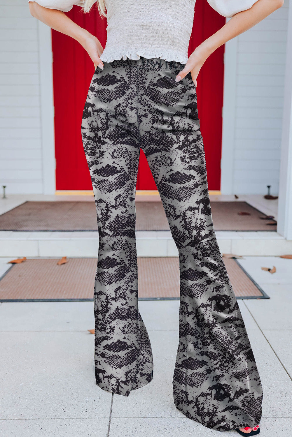 Women's Elegant Snake Print Flare Pants