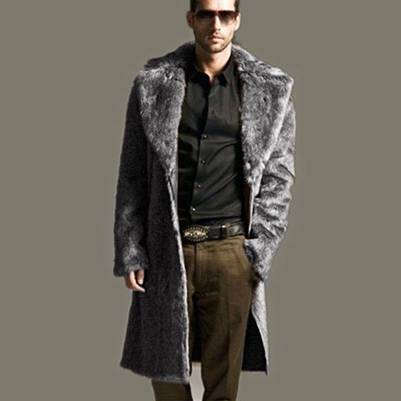 Women's Luxury Faux Fur Coat with Wide Lapel
