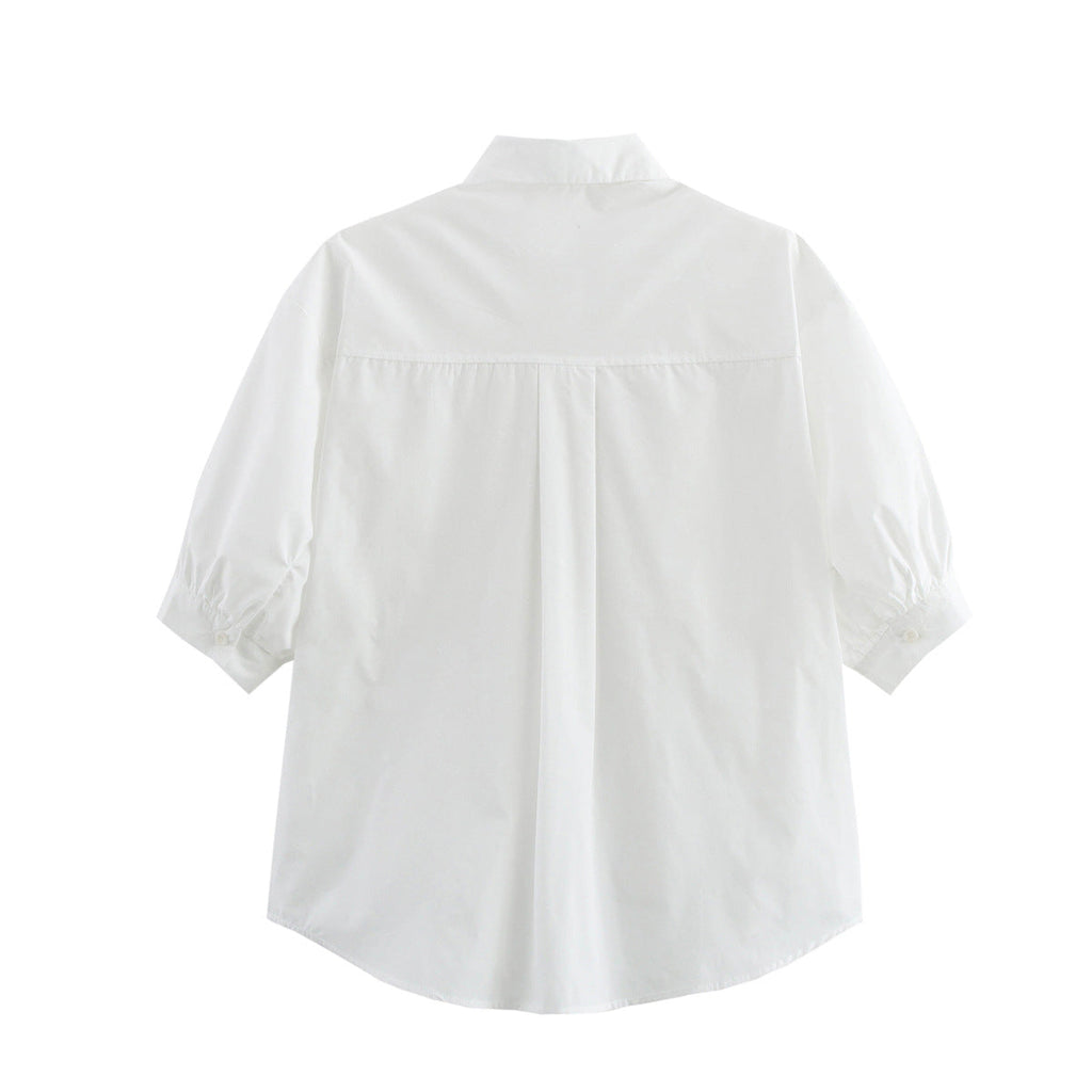 Women's Blouse Shirt with Casual Cut and Practical Chest Pockets