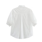 Women's Blouse Shirt with Casual Cut and Practical Chest Pockets