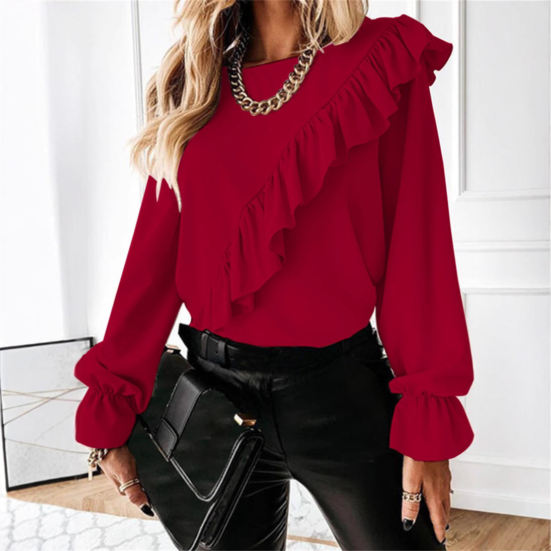 Women's Blouse with Voluminous Ruffles