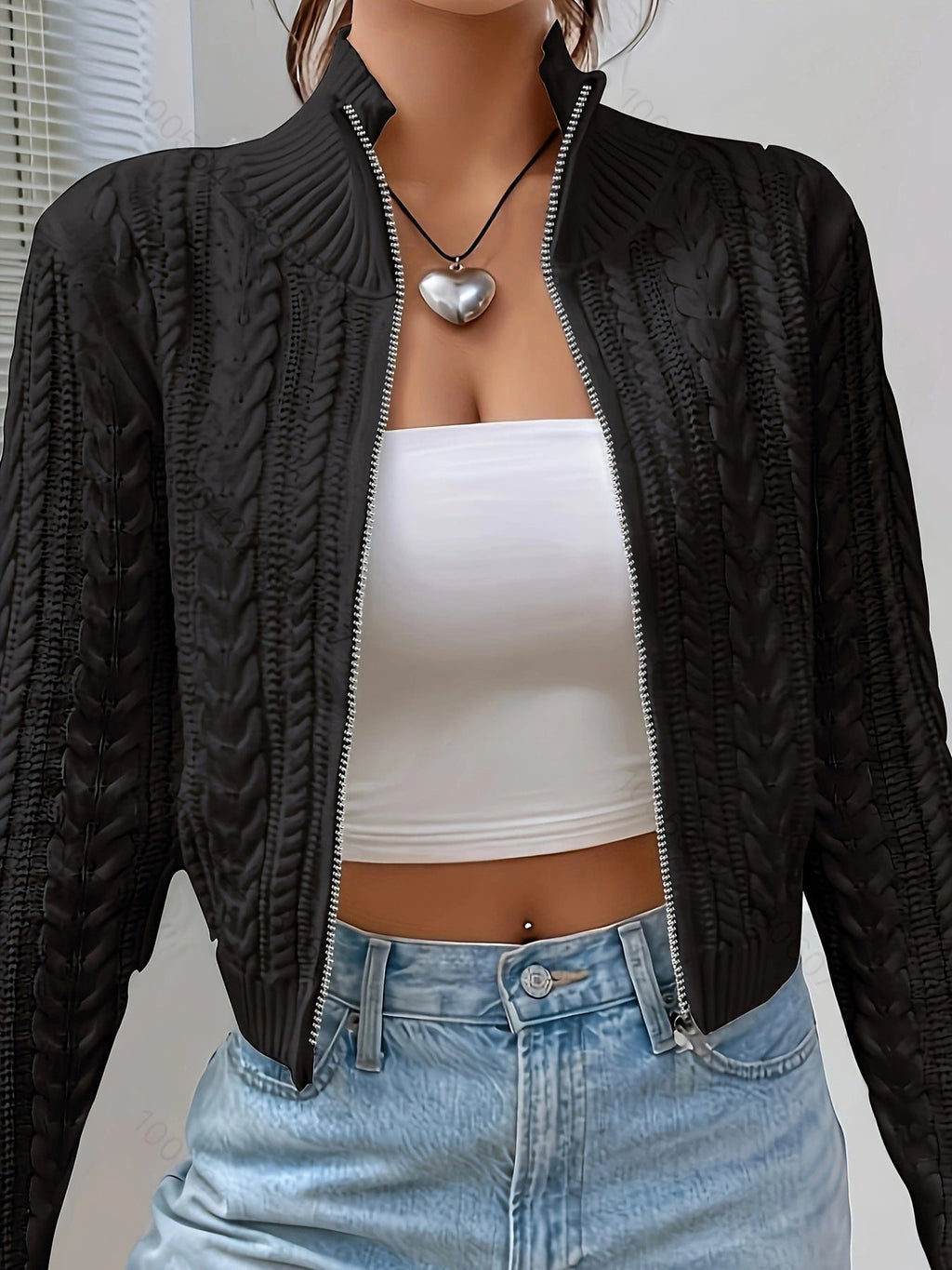 Women's Designer Cardigan with Cable Knit Pattern