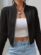 Women's Designer Cardigan with Cable Knit Pattern