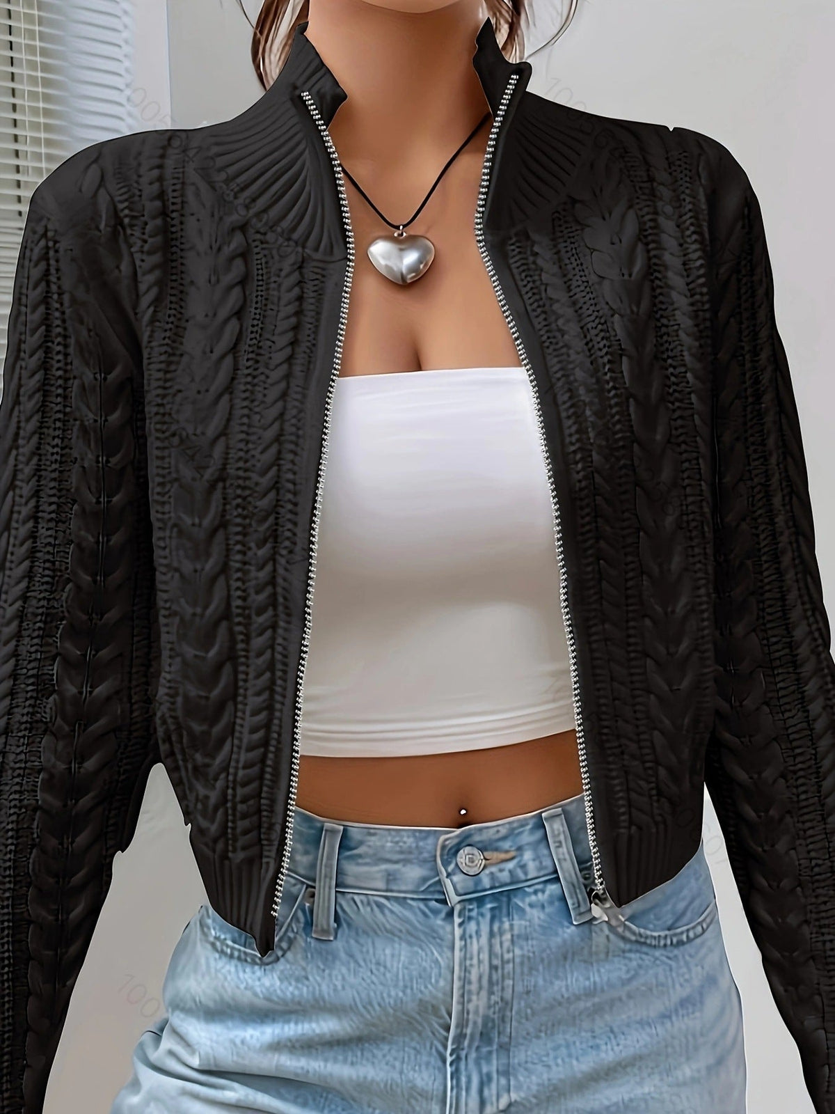 Women's Designer Cardigan with Cable Knit Pattern