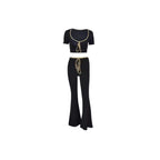Women's Fashionable Cropped Top with Wide Pants