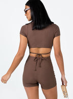 Women's Fitted Jumpsuit with Square Neckline and Short Sleeves