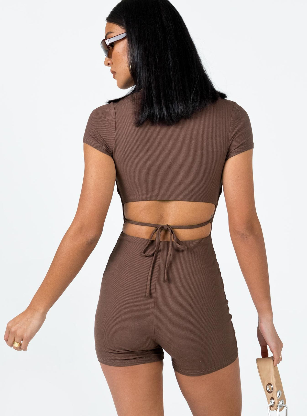 Women's Fitted Jumpsuit with Square Neckline and Short Sleeves
