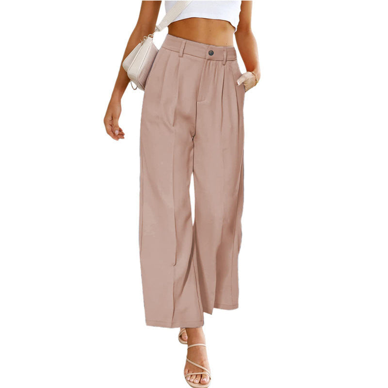 Women's Elegant Wide-Leg Pants with High-Waisted Pleats