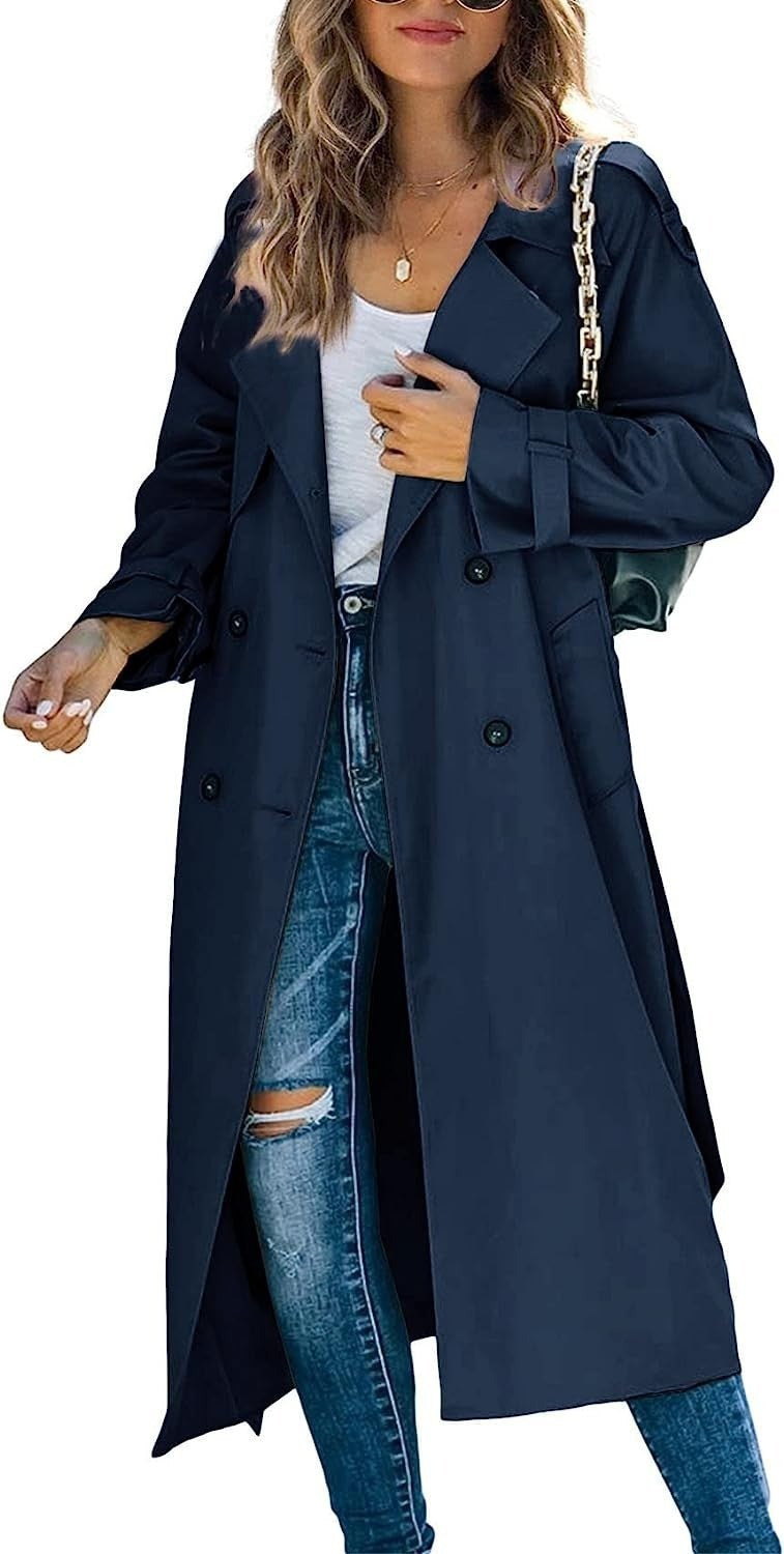 Elegant Oversized Trench Coat with Waist Belt