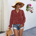 Women's Patterned V-Neck Blouse