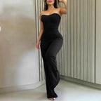 Women's Flattering Jumpsuit with Bandeau Neckline and Wide Leg
