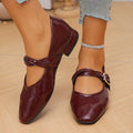 Women's Ballet Flats with Decorative Buckle and Elegant Upper