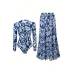 Women's Swimsuit with Long Sleeves and Matching Maxi Skirt