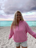 Women's Comfortable Hoodie with Short Zipper and Kangaroo Pocket