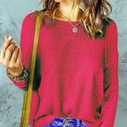 Women's Chunky Knit Sweater with Wide Fit and Decorative V-Neck