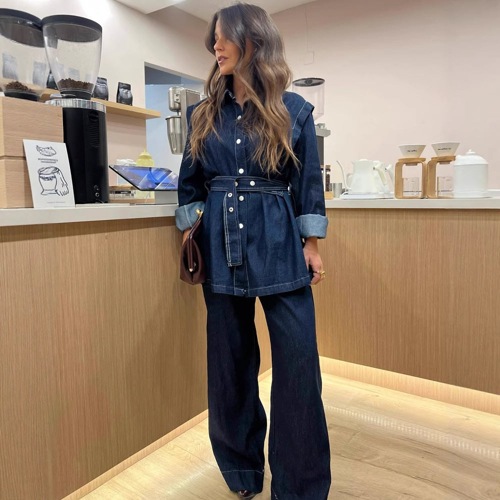 Women's Denim Shirt with Button Detail