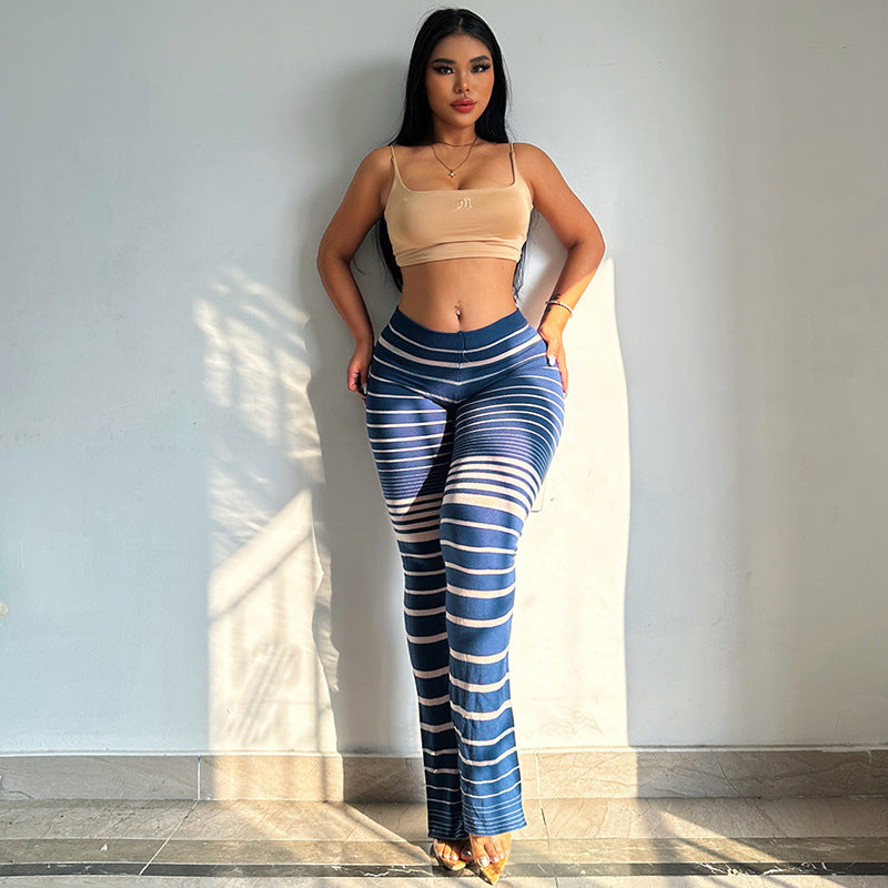 Women's High-Waisted Striped Leggings