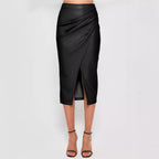High-Waisted Vegan Wrap Skirt