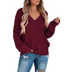 Women's V-Neck Fine Knit Pullover