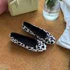 Women's Animal Print Ballet Flats with Elegant Strap