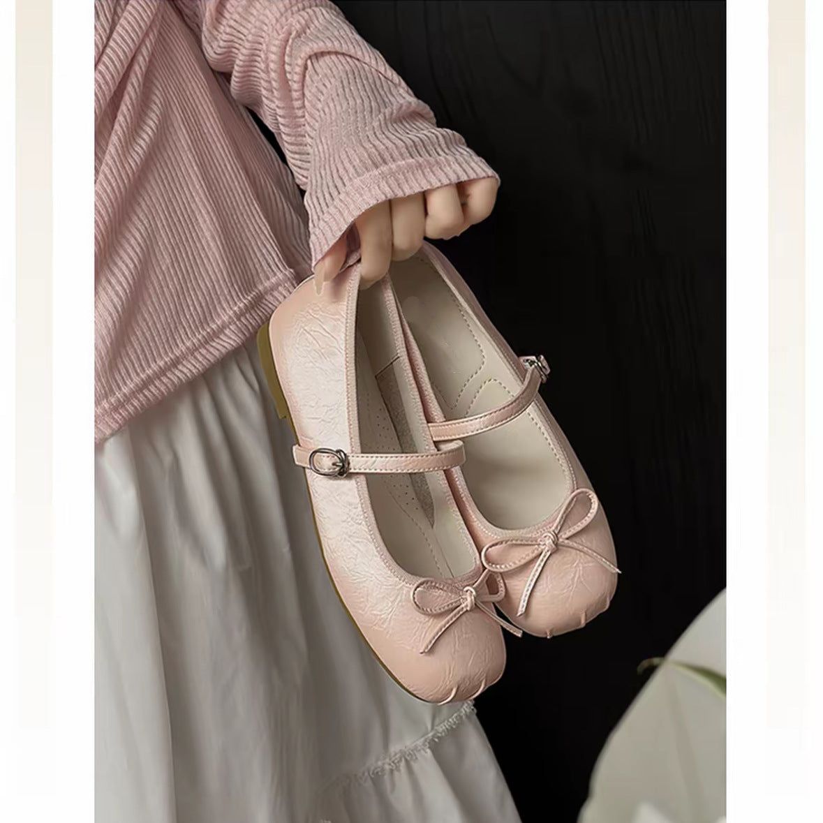 Women's Ballet Flats with Elegant Shine and Playful Bow Detail