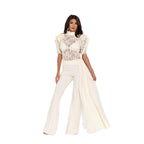 Women's Elegant Flared Pants with Side Draping