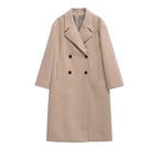Elegant Plus Size Double-Breasted Wool Coat