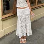 Women's Lace Maxi Skirt with Side Slit