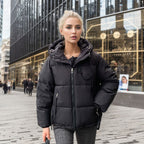 Women's Fashionable Puffer Jacket with Adjustable Hood and Thick Insulation
