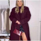 Women's Elegant Oversized Wool Jacket with Deep Lapel