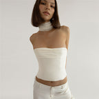 Women's Bandeau Top with Elegant Chiffon Overlay