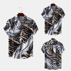 Women's Short-Sleeve Shirt with Modern Abstract Design