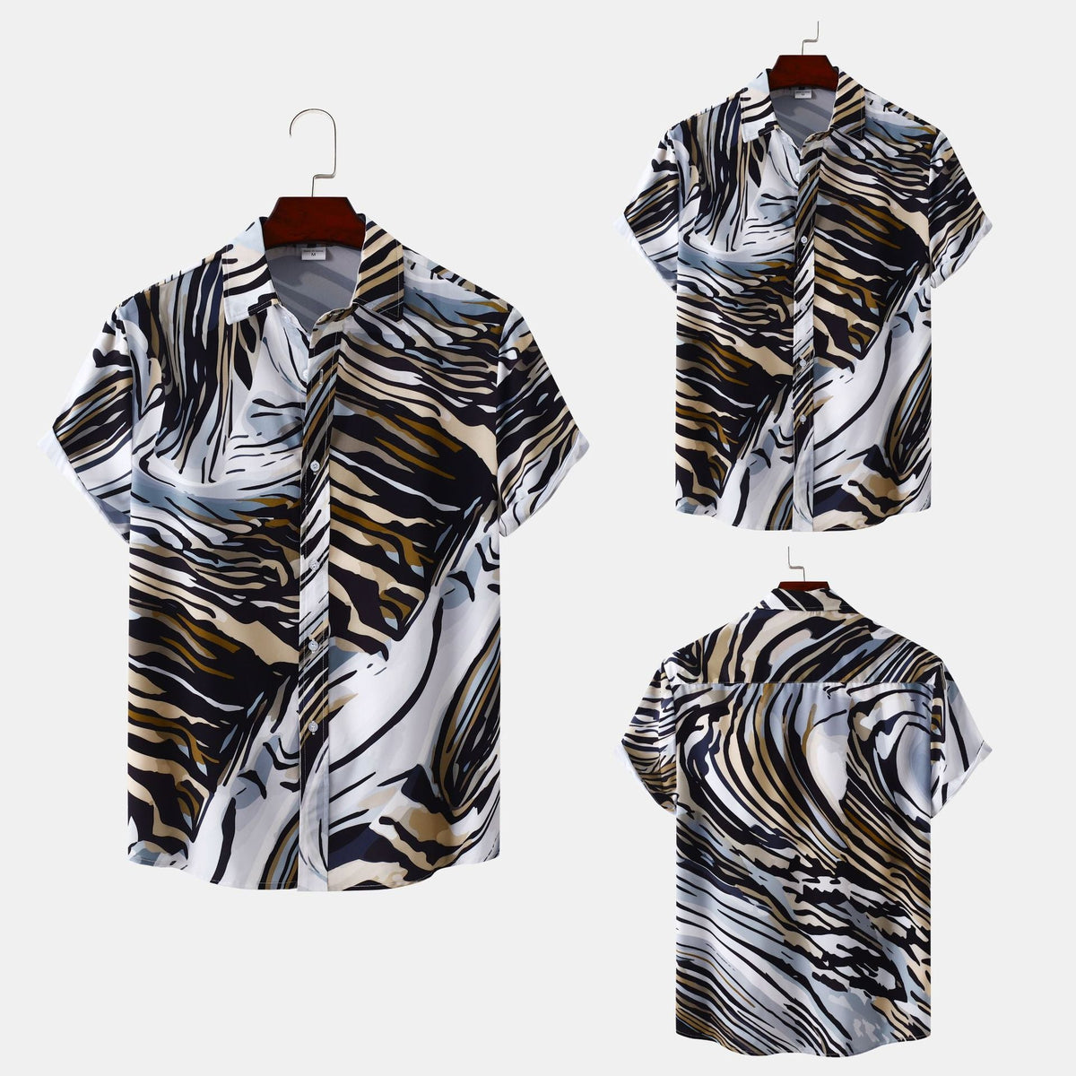 Women's Short-Sleeve Shirt with Modern Abstract Design