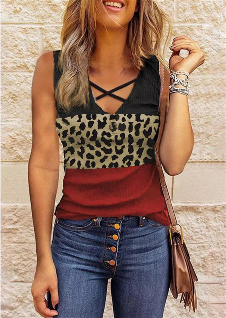 Sleeveless Top with Star and Stripe Pattern
