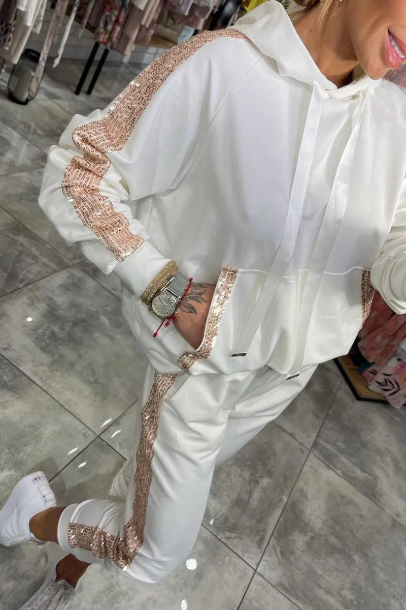 Women's Fashionable Sweat Suit with Glitter Accents