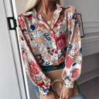 Women's Elegant Floral Blouse with Puff Sleeves