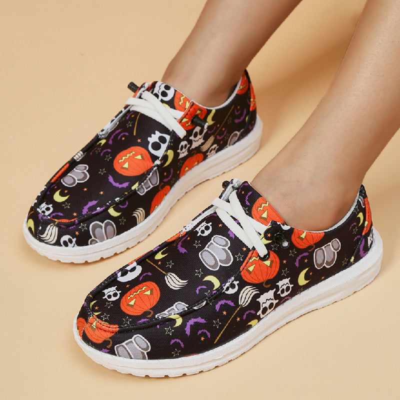 Women's Breathable Casual Sneakers with Halloween Print