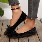 Women's Ballet Flats with Glitter Pattern and Bow