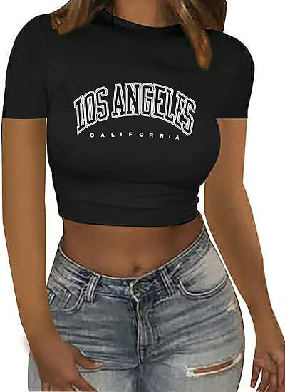 Women's Lips Print Crop T-Shirt