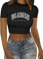 Women's Lips Print Crop T-Shirt