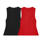 Women's Sleeveless Top with Elegant Cut and Fine Waist