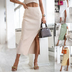 Women's Maxi Skirt with Side Slit and Button Details