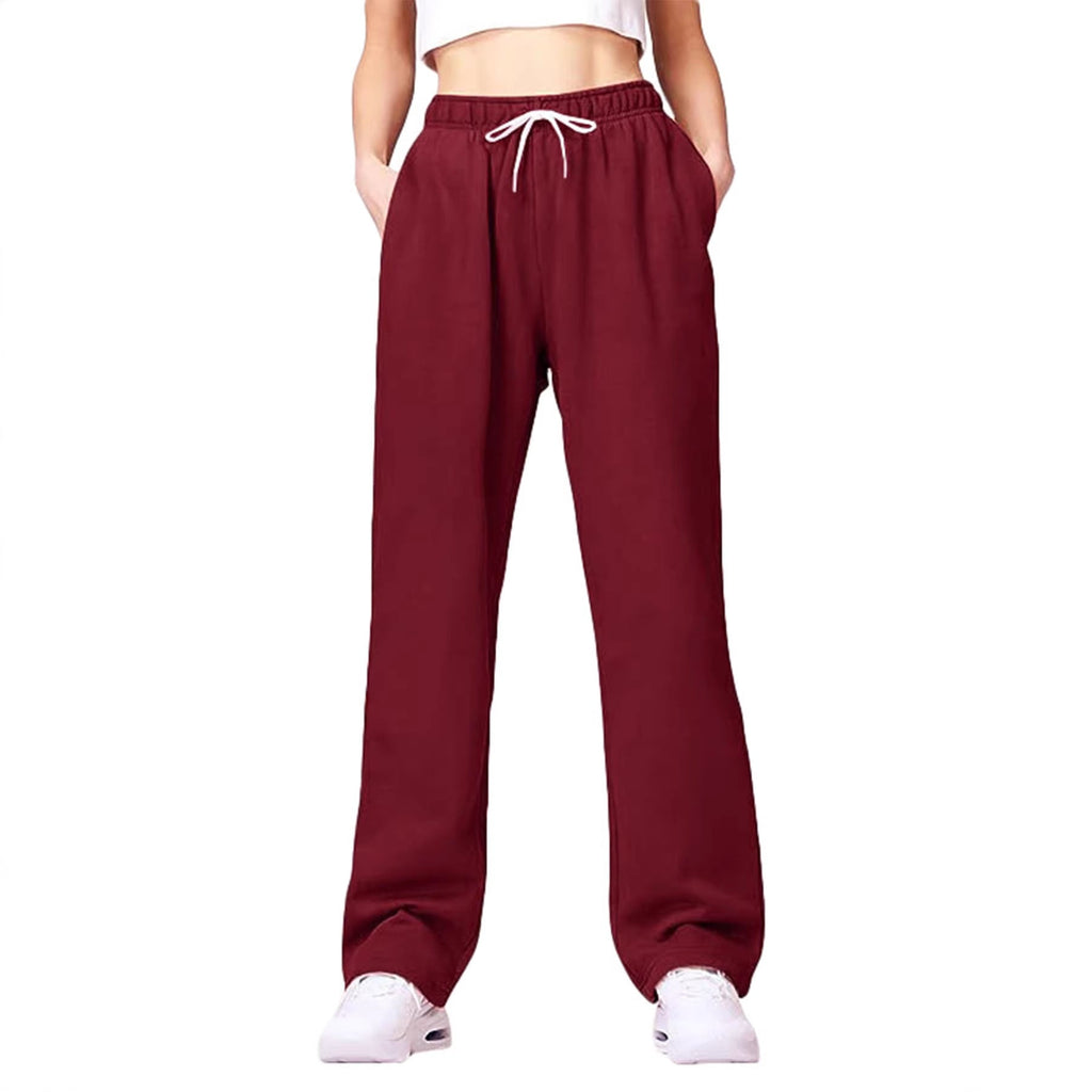 Women's Comfortable Athletic Pants with Elastic Waistband and Side Pockets