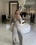Women's Bicolor Hooded Suit with Wide Cut and Elastic Waistband