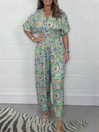 Flowy Paisley Print Jumpsuit with Waist Detail